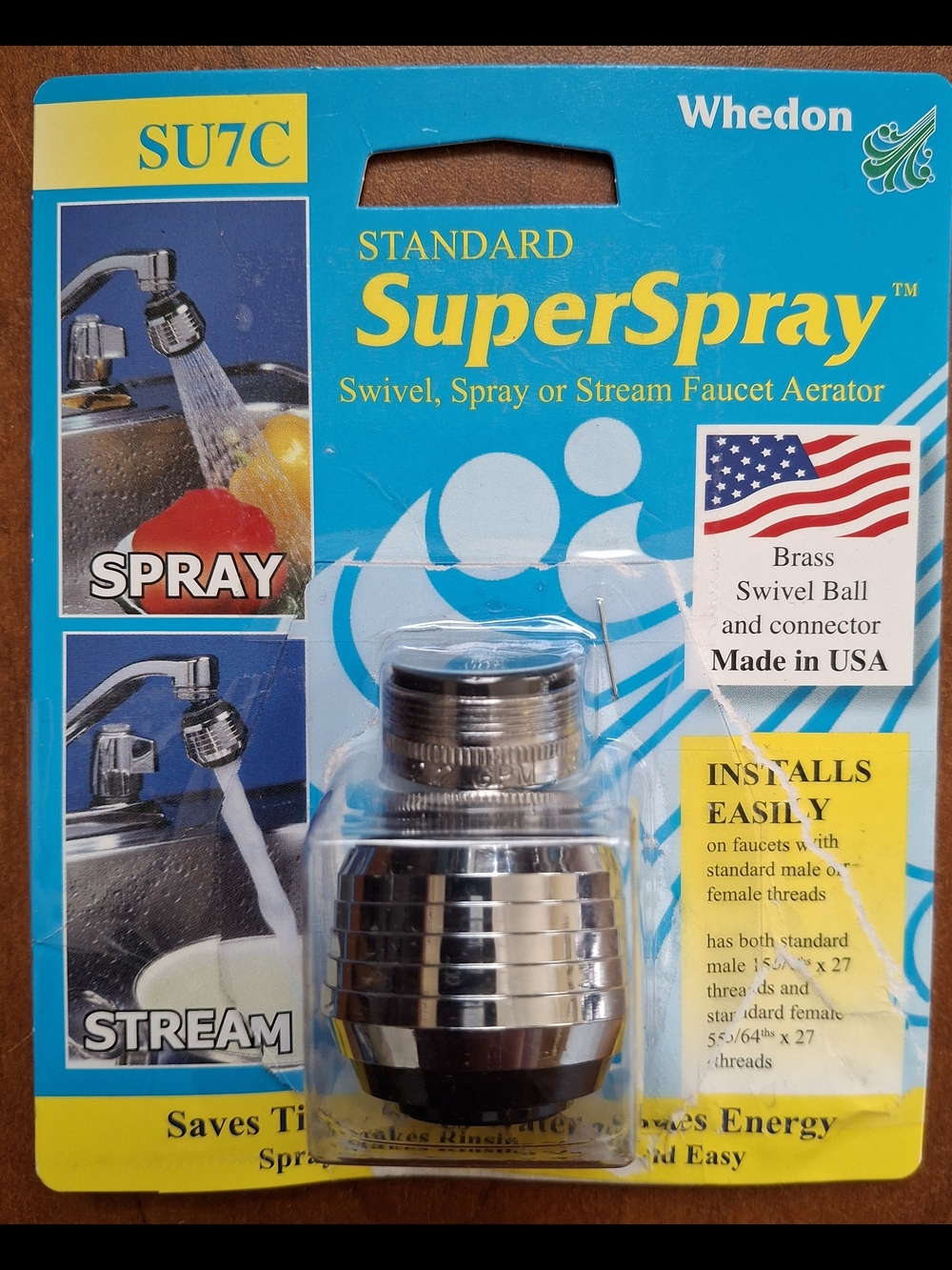 Whedon SuperSpray Dual Thread 15/16 55/64 in-27F Chrome Swivel Sprayrator SU7C